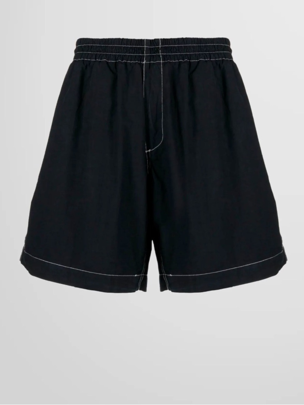 NWT Zara Black Men's Elastic-Waist Shorts with Contrast Stitching